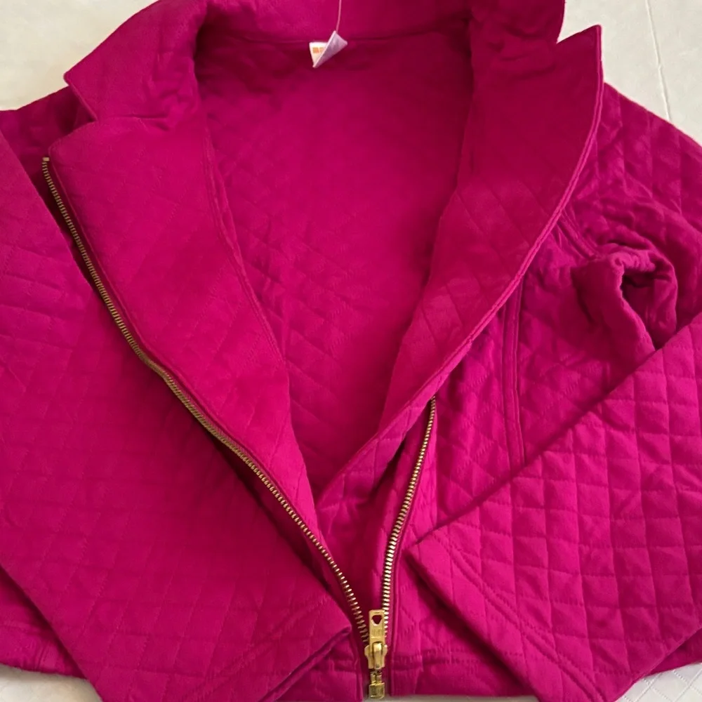 Gymboree Girls' Quilted Fuchsia Jacket with Gold Zipper